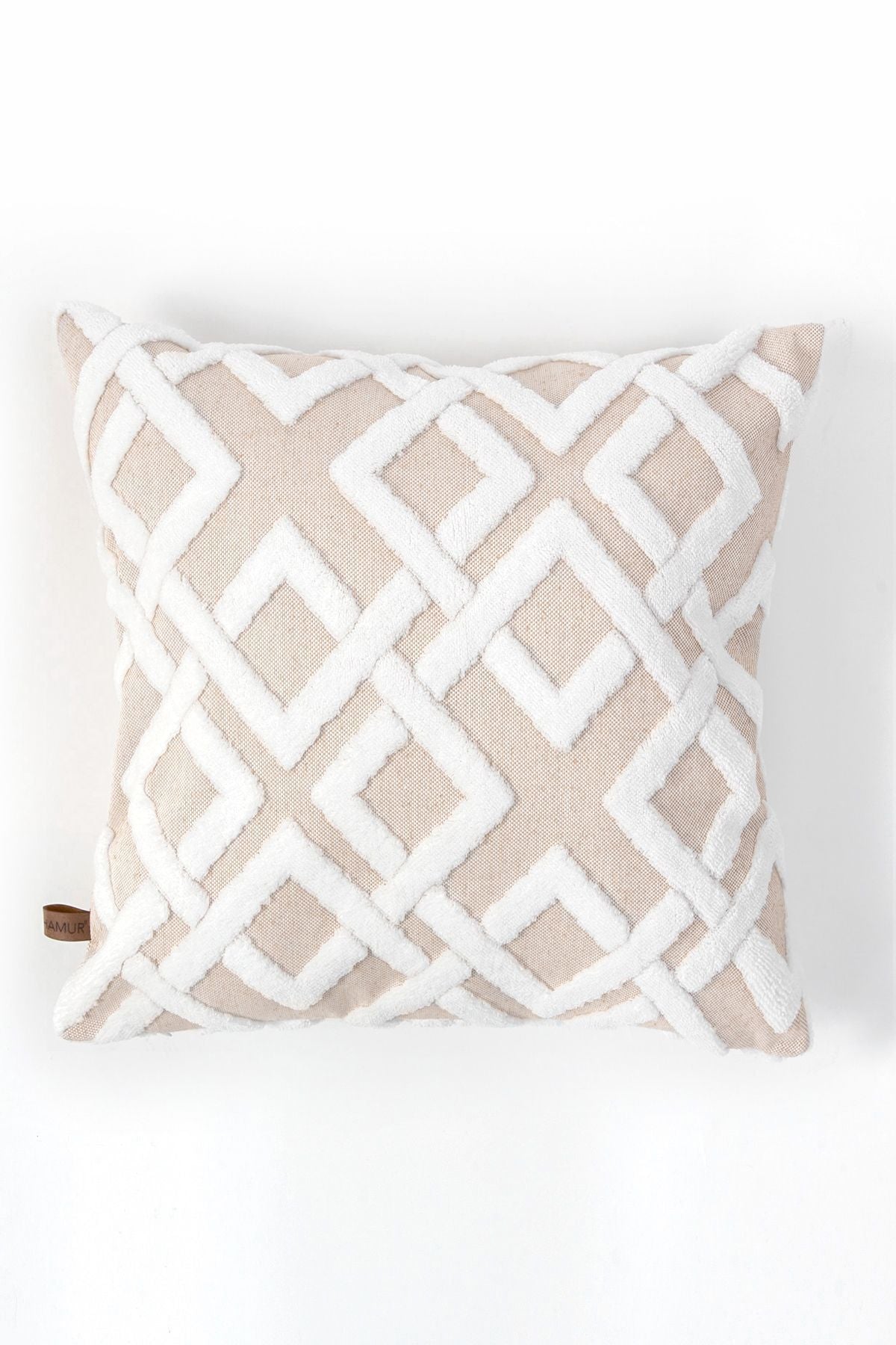 Beige lattice cushion cover front