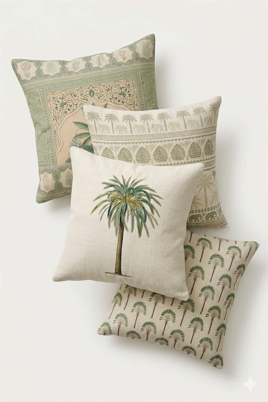 Four palm cushion covers