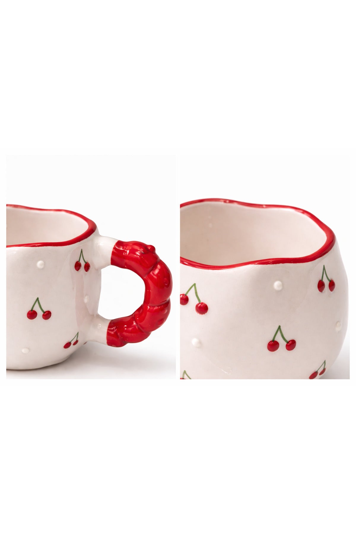 Ceramic cherry mug styled
