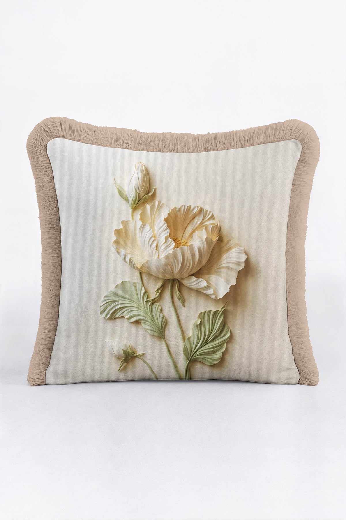 Botanical cushion on a sofa