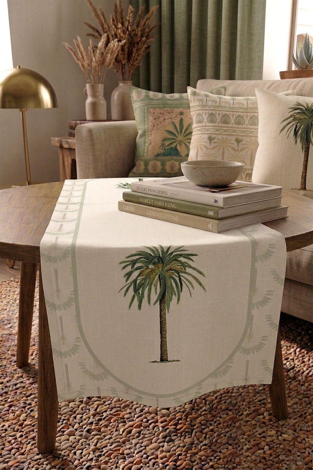 Palm runner on a coffee table