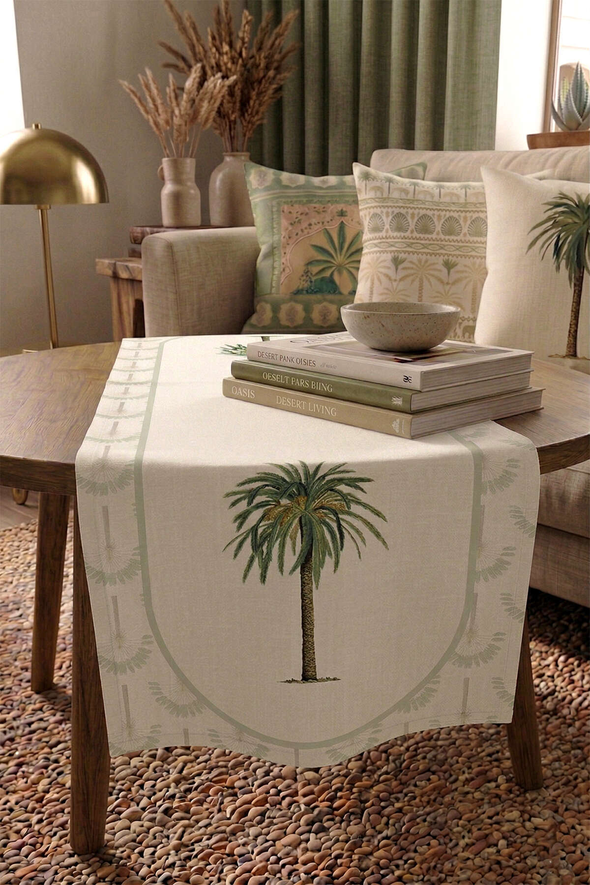Palm runner on a coffee table