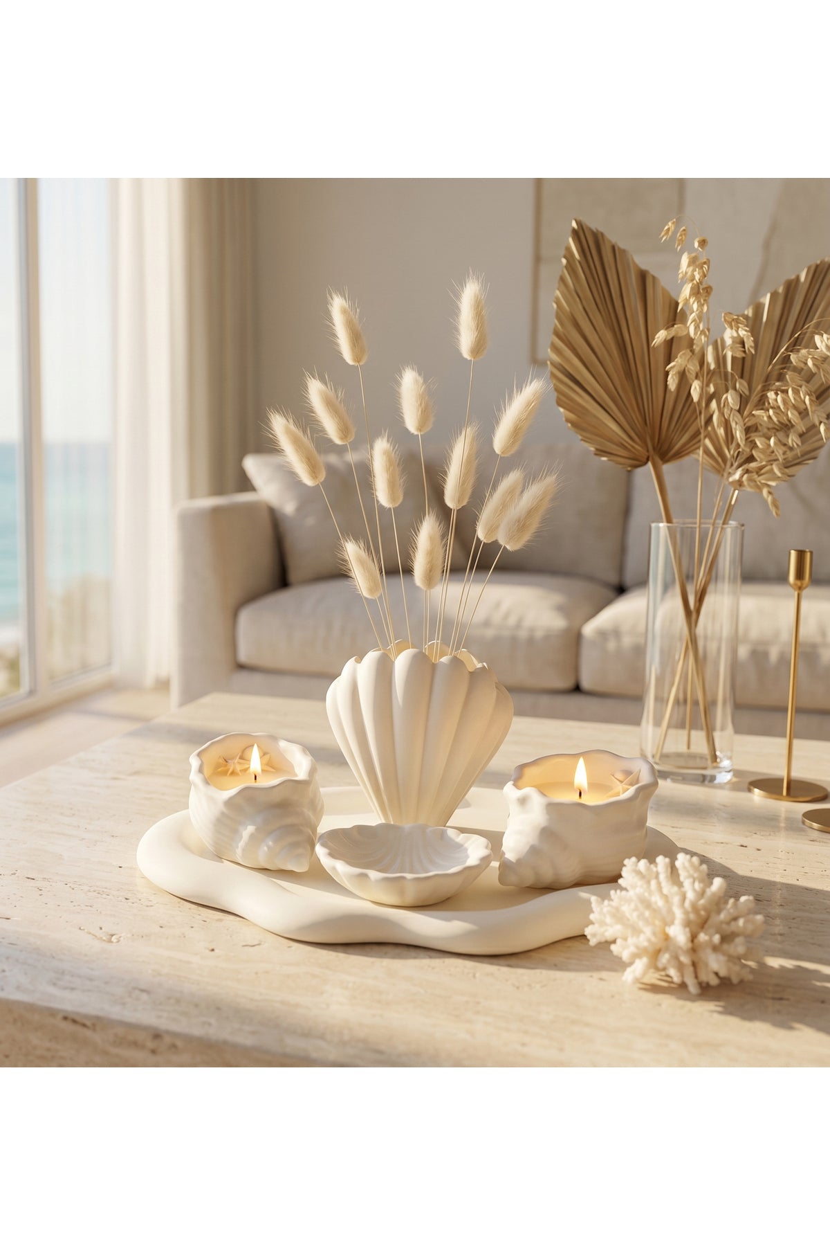 Seashell candle detail