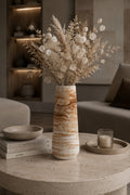 Handmade concrete vase beige brown