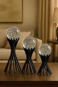 Black glass decorative object set