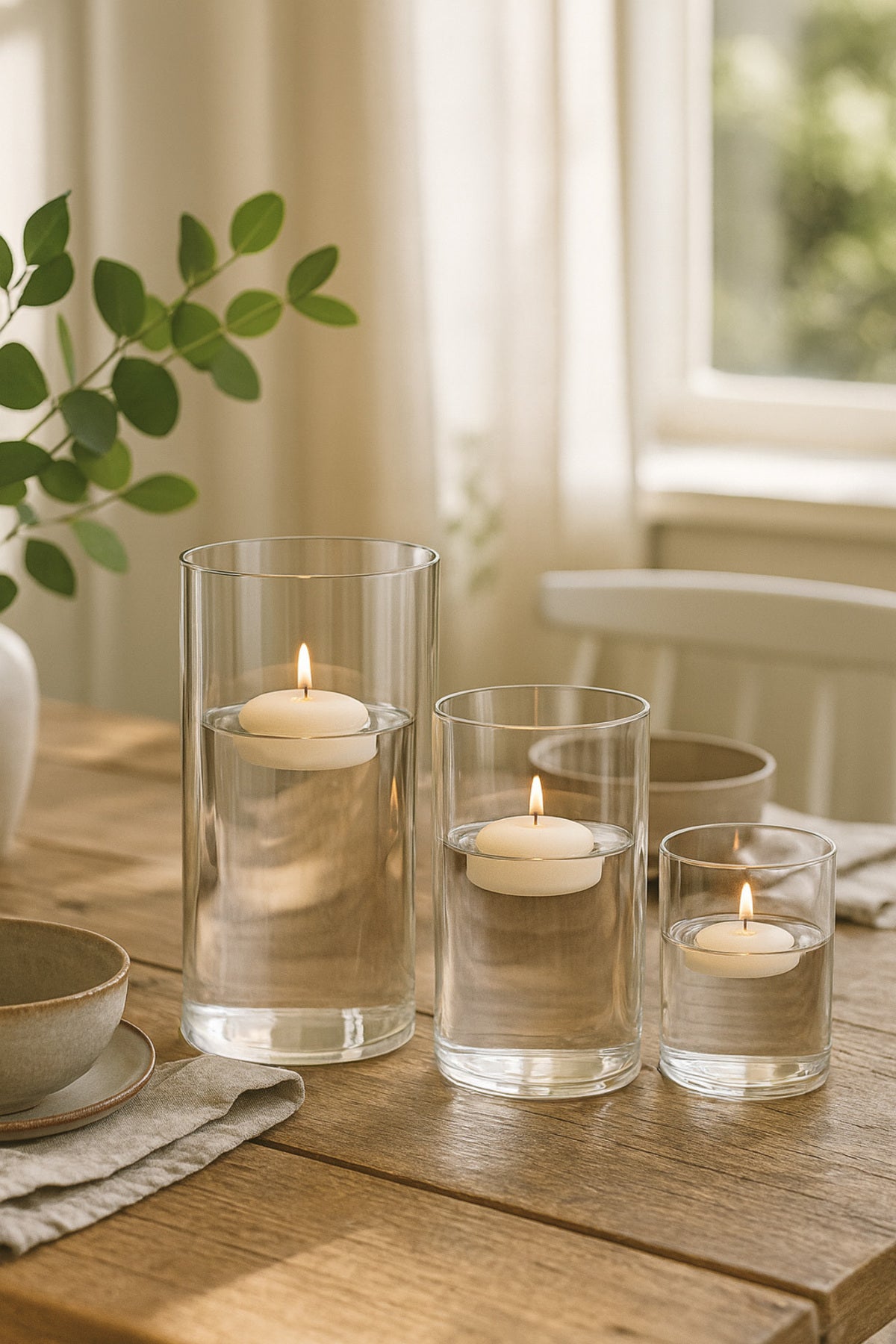 Ribbed glass vases
