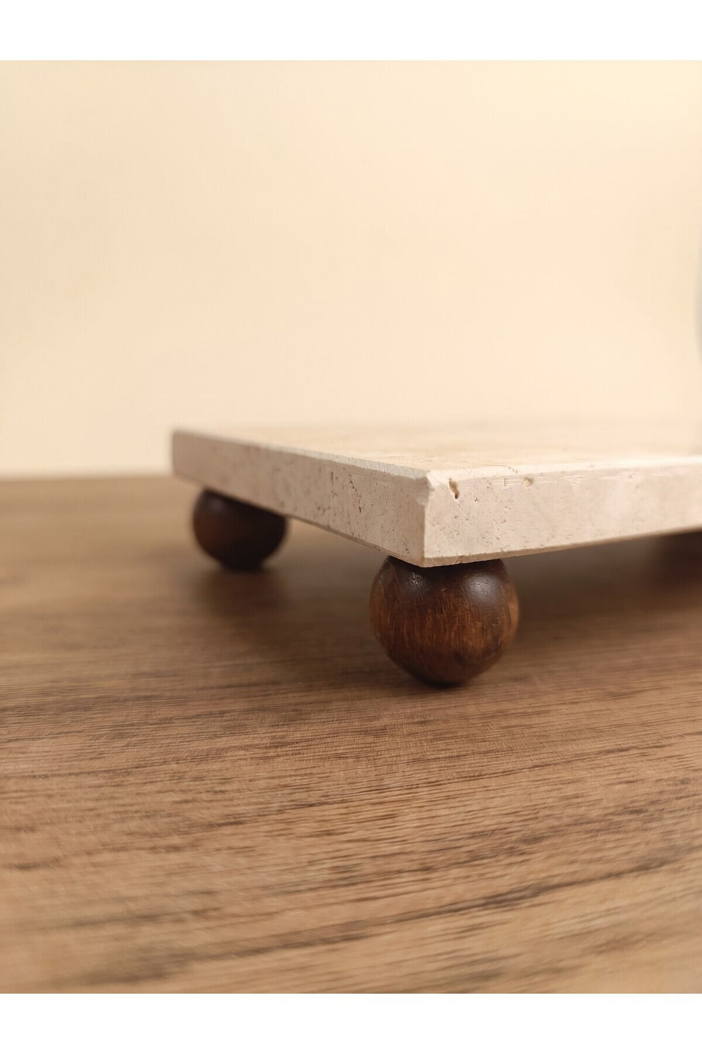 Travertine tray with oil bottles