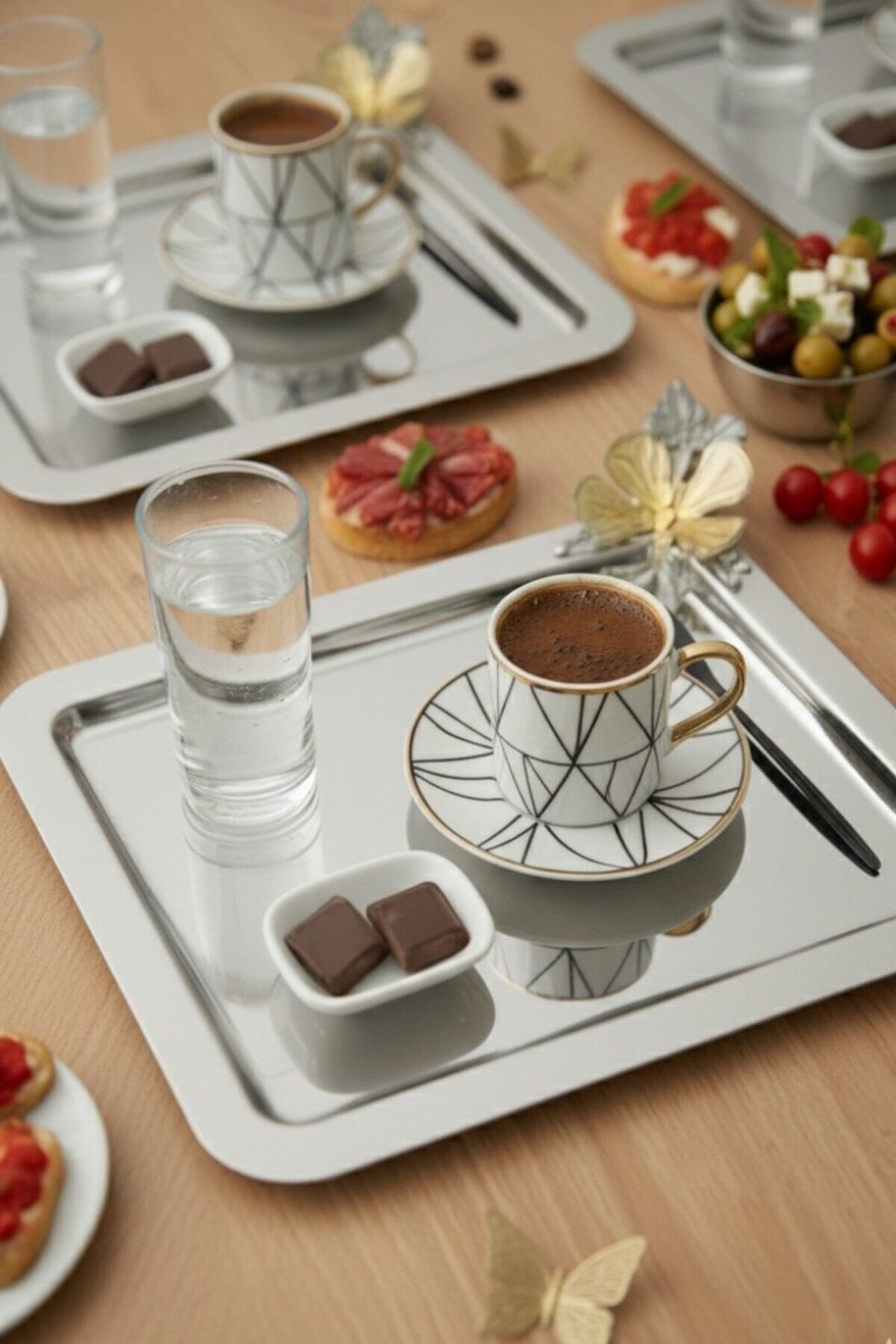Stainless steel coffee tray serving
