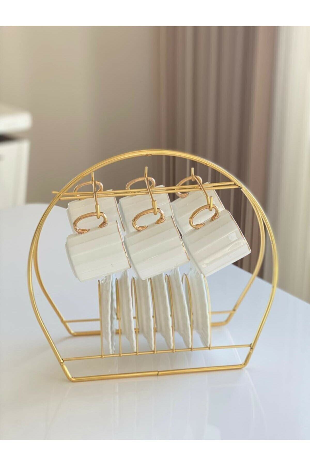 Gold coffee cup stand for 6