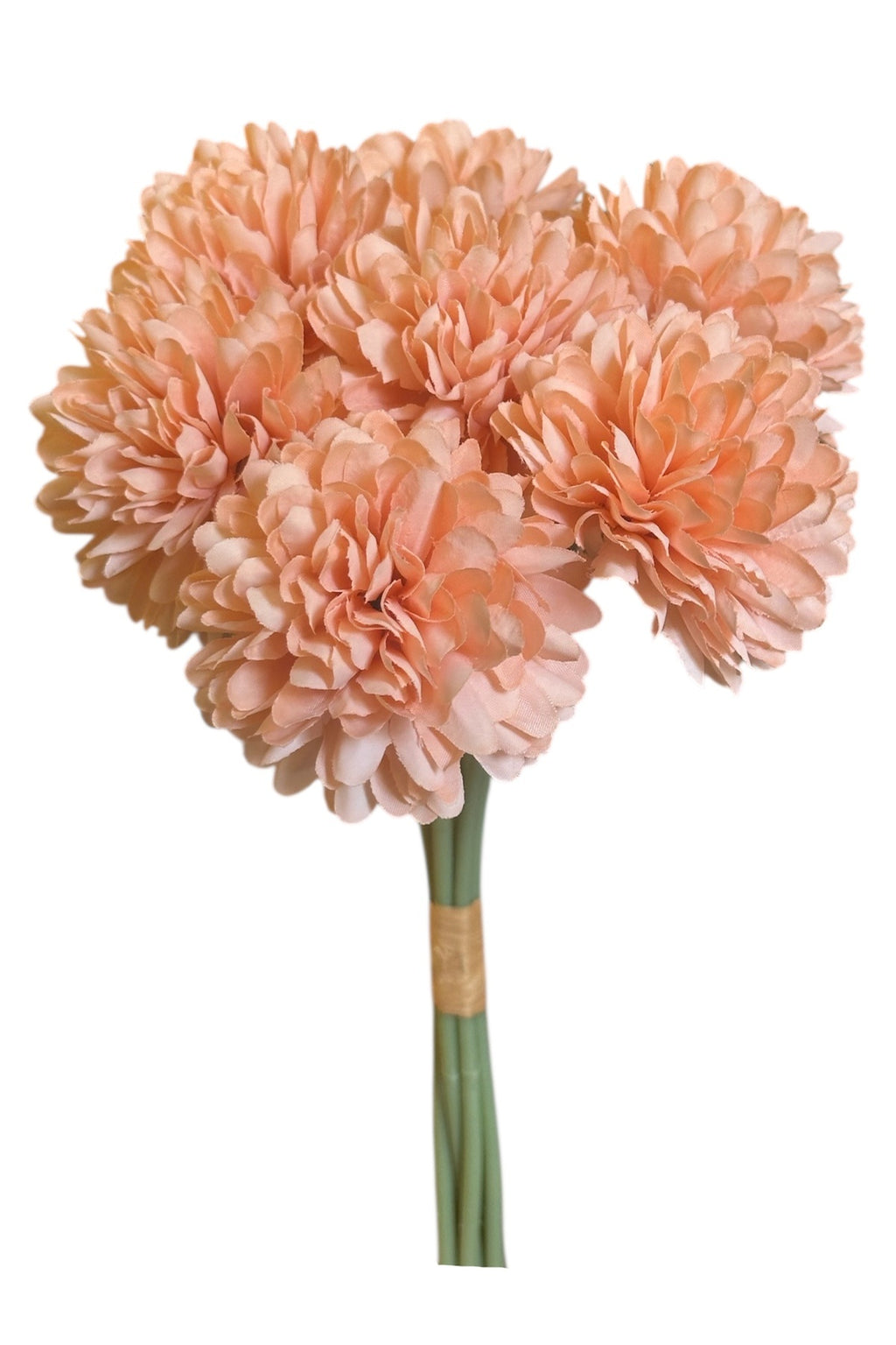 Peach artificial chrysanthemum close-up