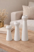 White ceramic candle holders, set of 3