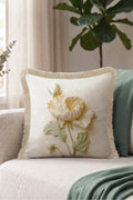 Floral fringed cushion cover 45 x 45