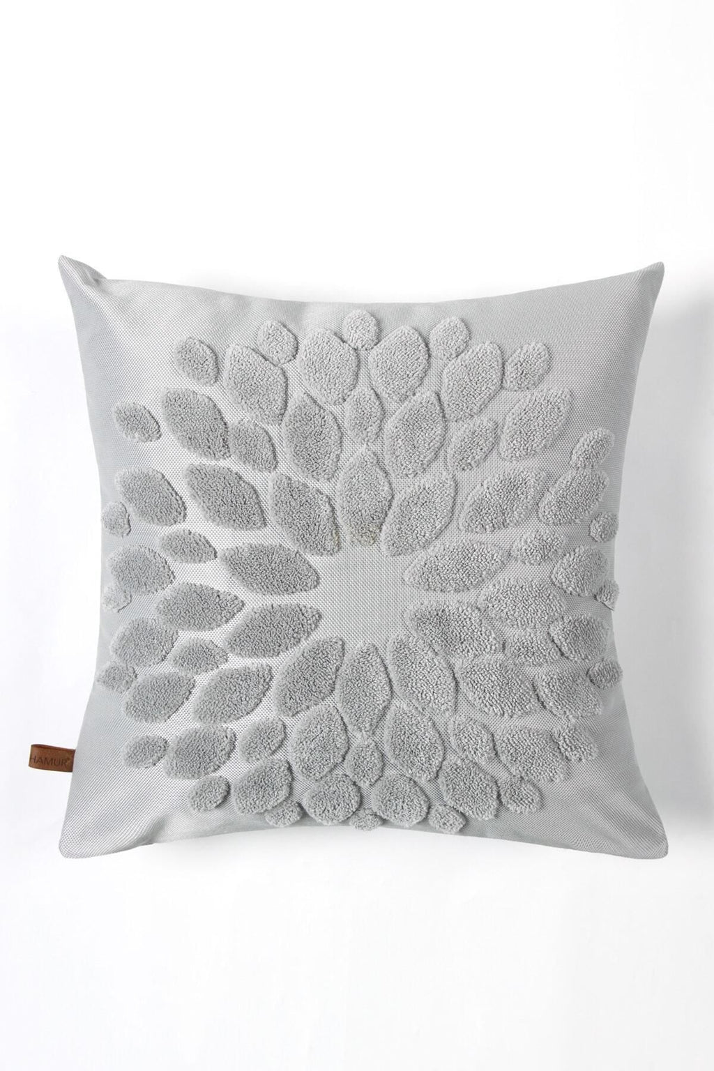 Grey flower cushion cover front