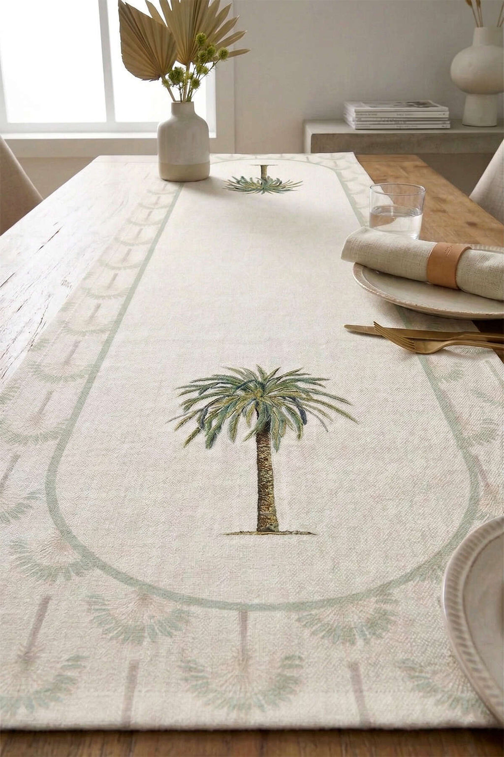 Palm runner on a dining table