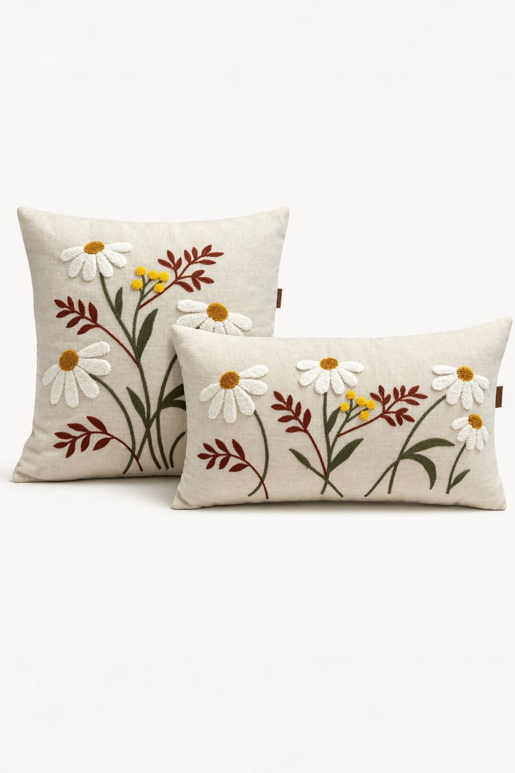Daisy cushion covers on white