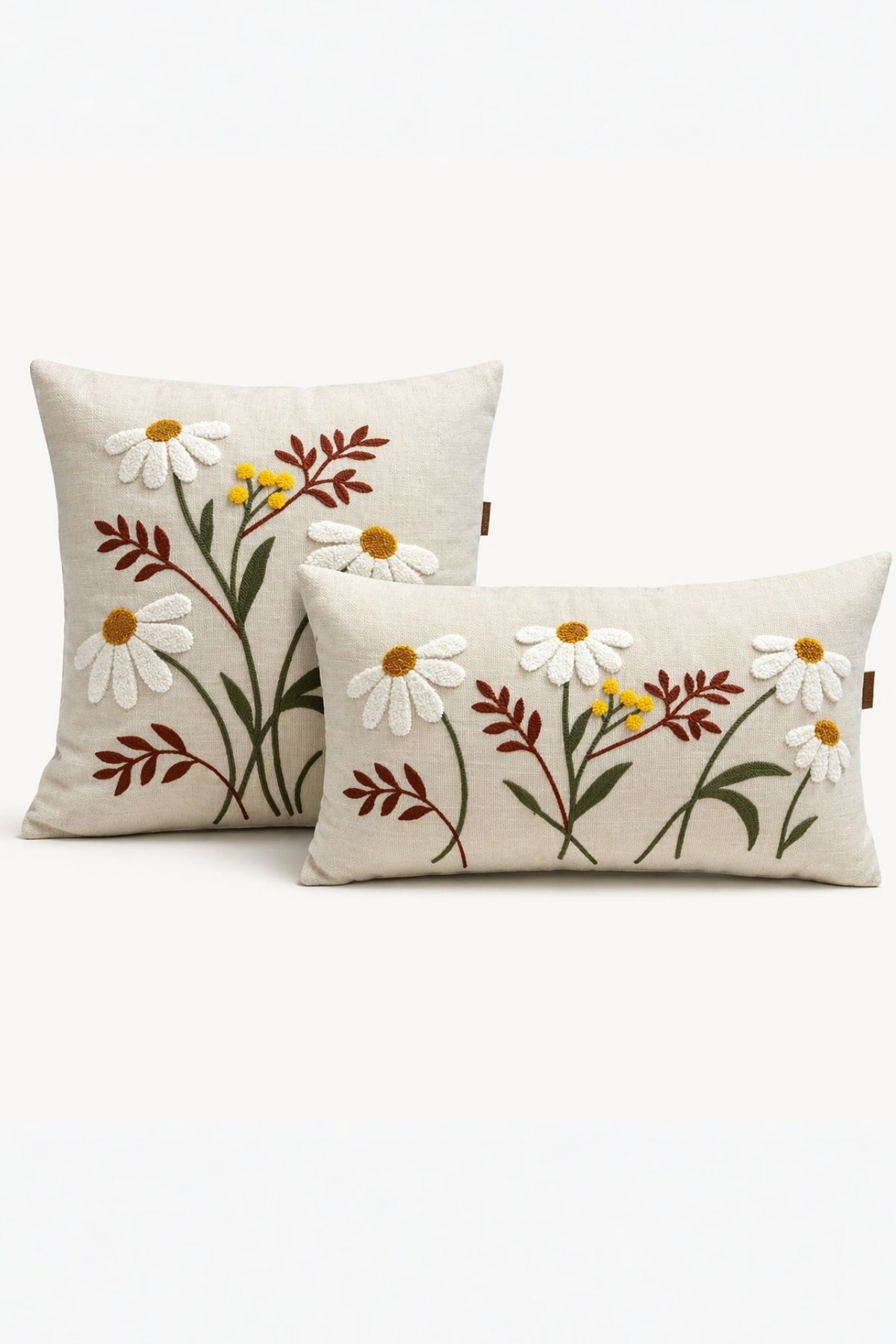 Daisy cushion covers on white