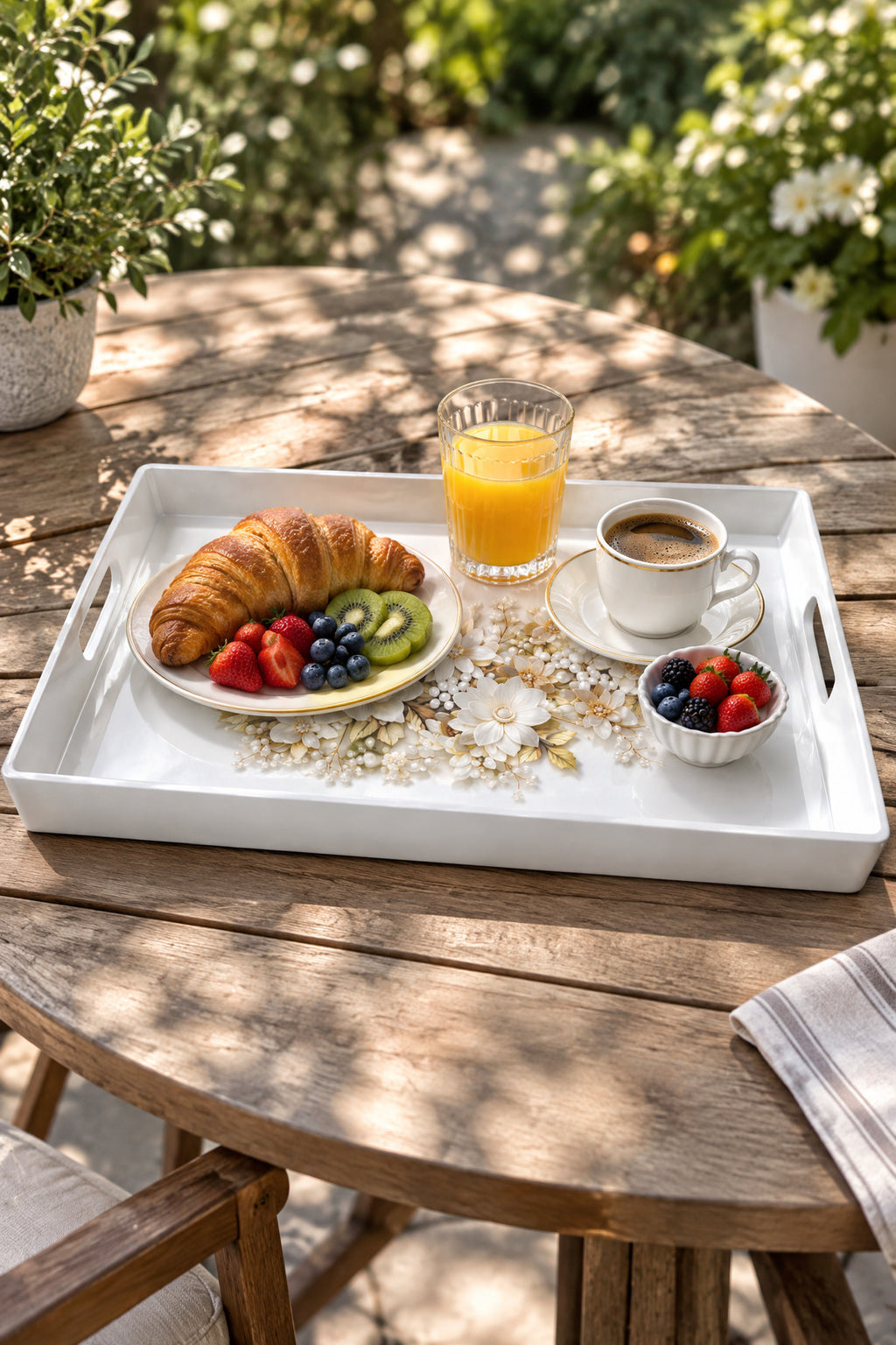 Floral tray styled