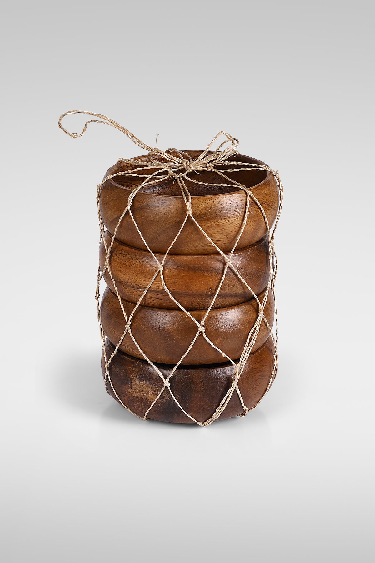 Acacia bowls tied together