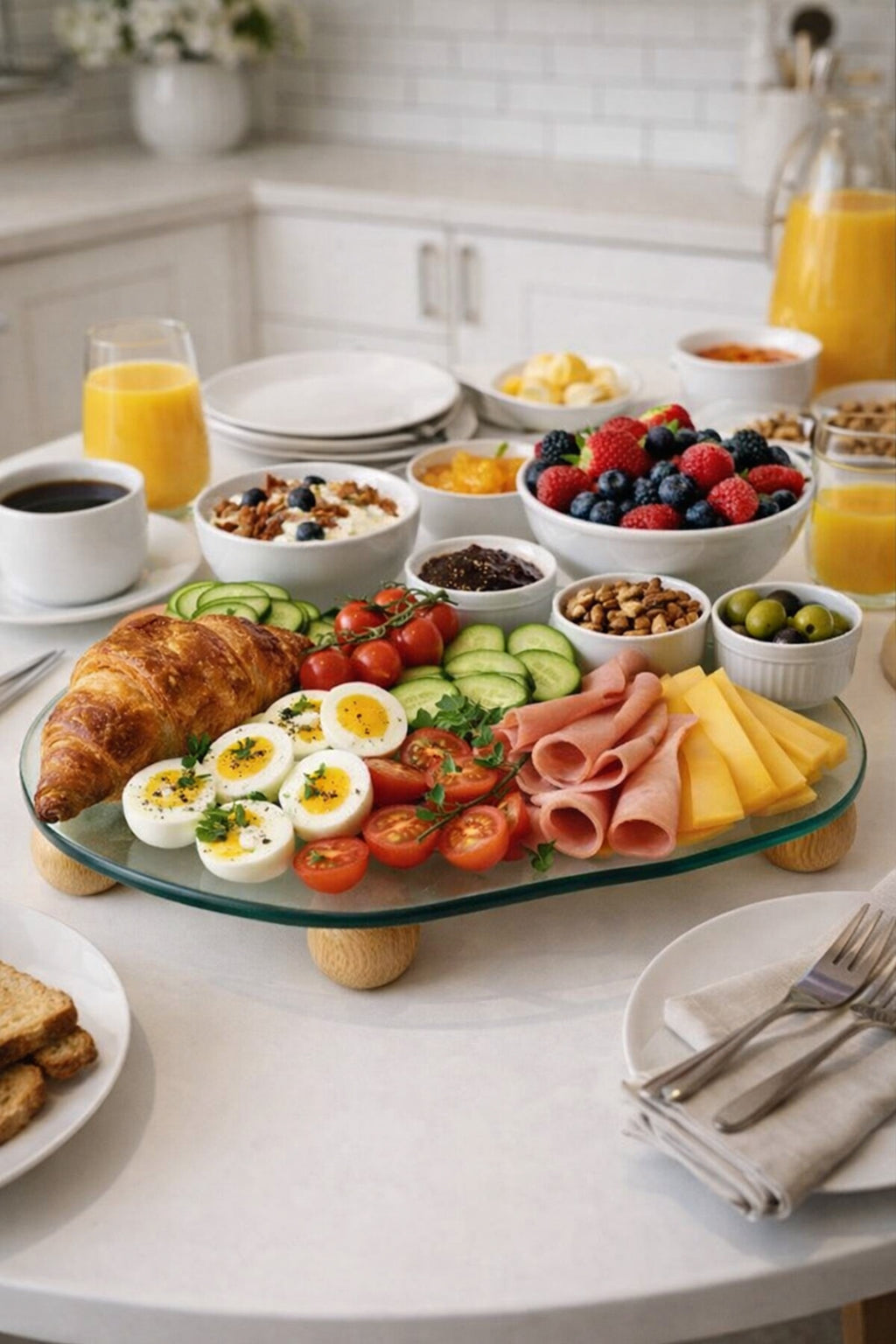 Glass tray on counter
