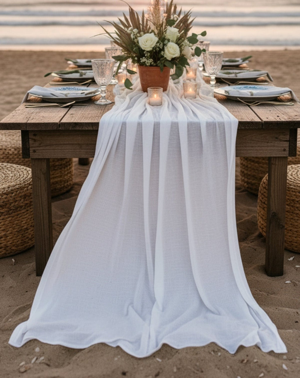 Bohemian Cotton Runner — White