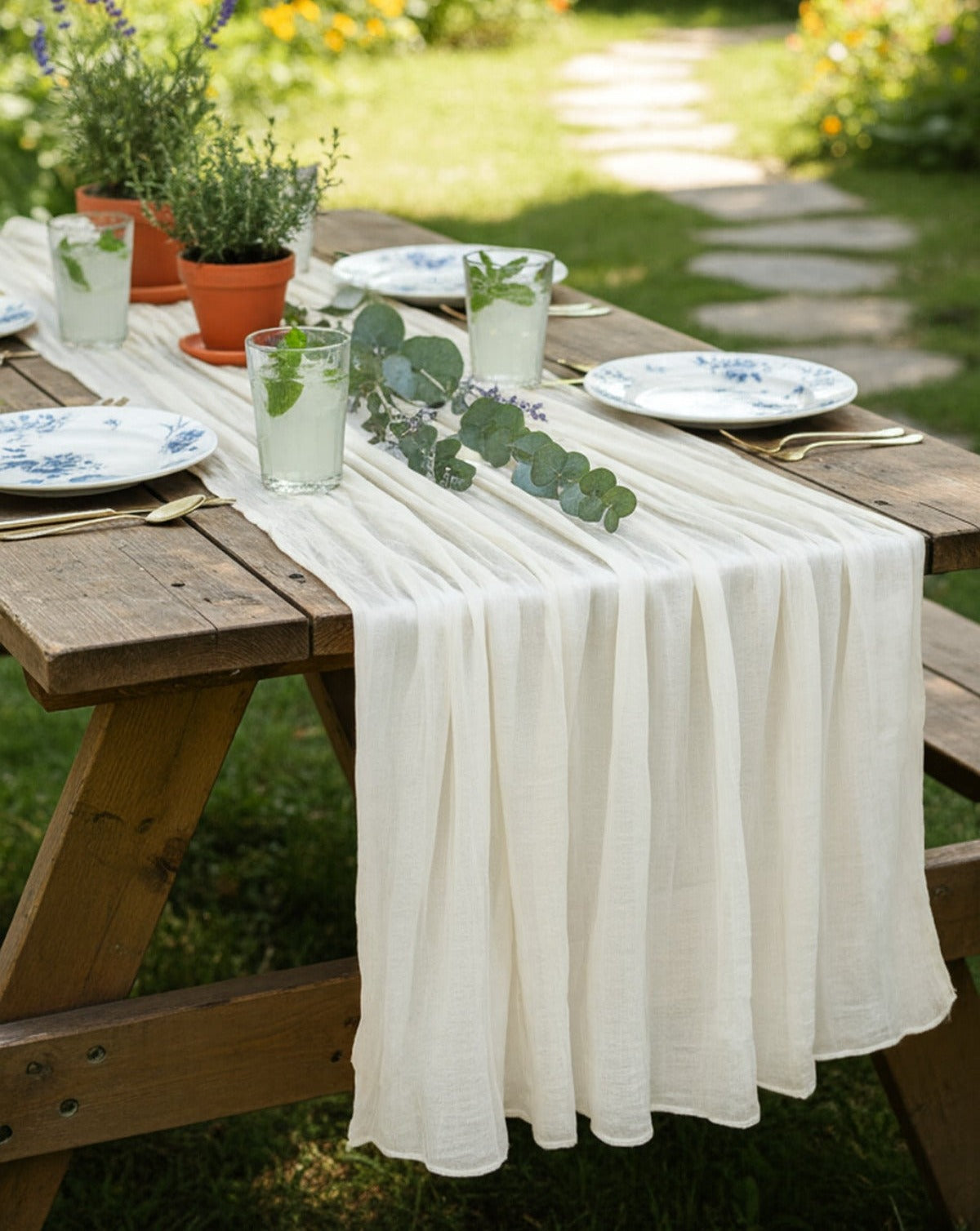 Bohemian Cotton Runner — White
