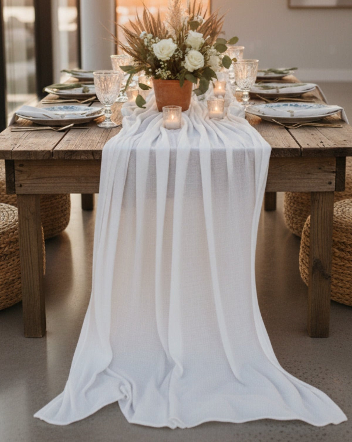 Bohemian Cotton Runner — White