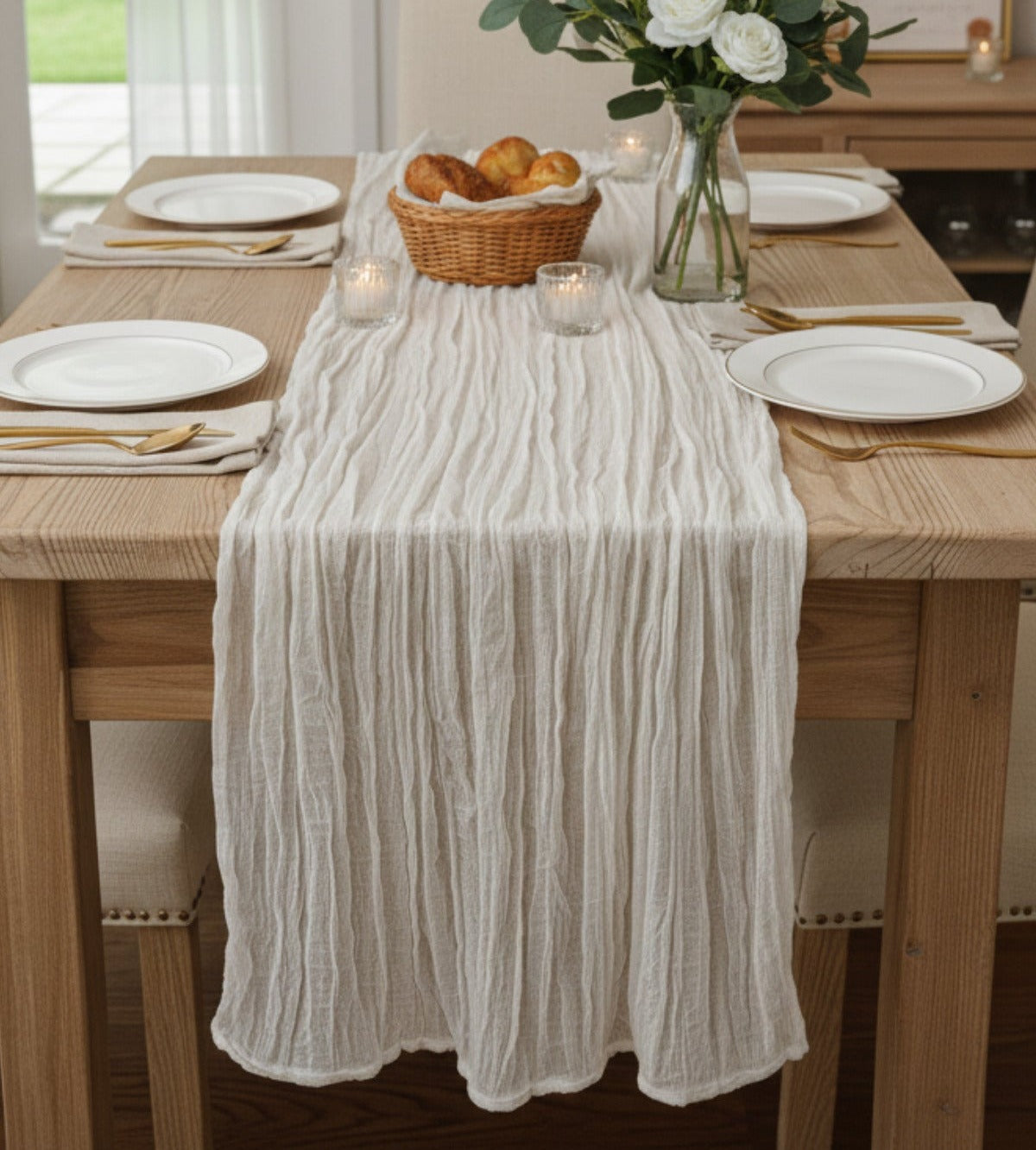 Bohemian Cotton Runner — Beige